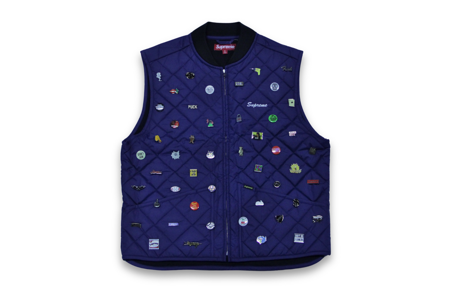 Supreme Pins Quilted Work Vest 2colors Black Navy Size S-XXL Brand New |  eBay